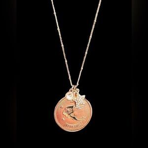 Sequins Rhinestone Aquarius Star Gold Tone Long Necklace NWT